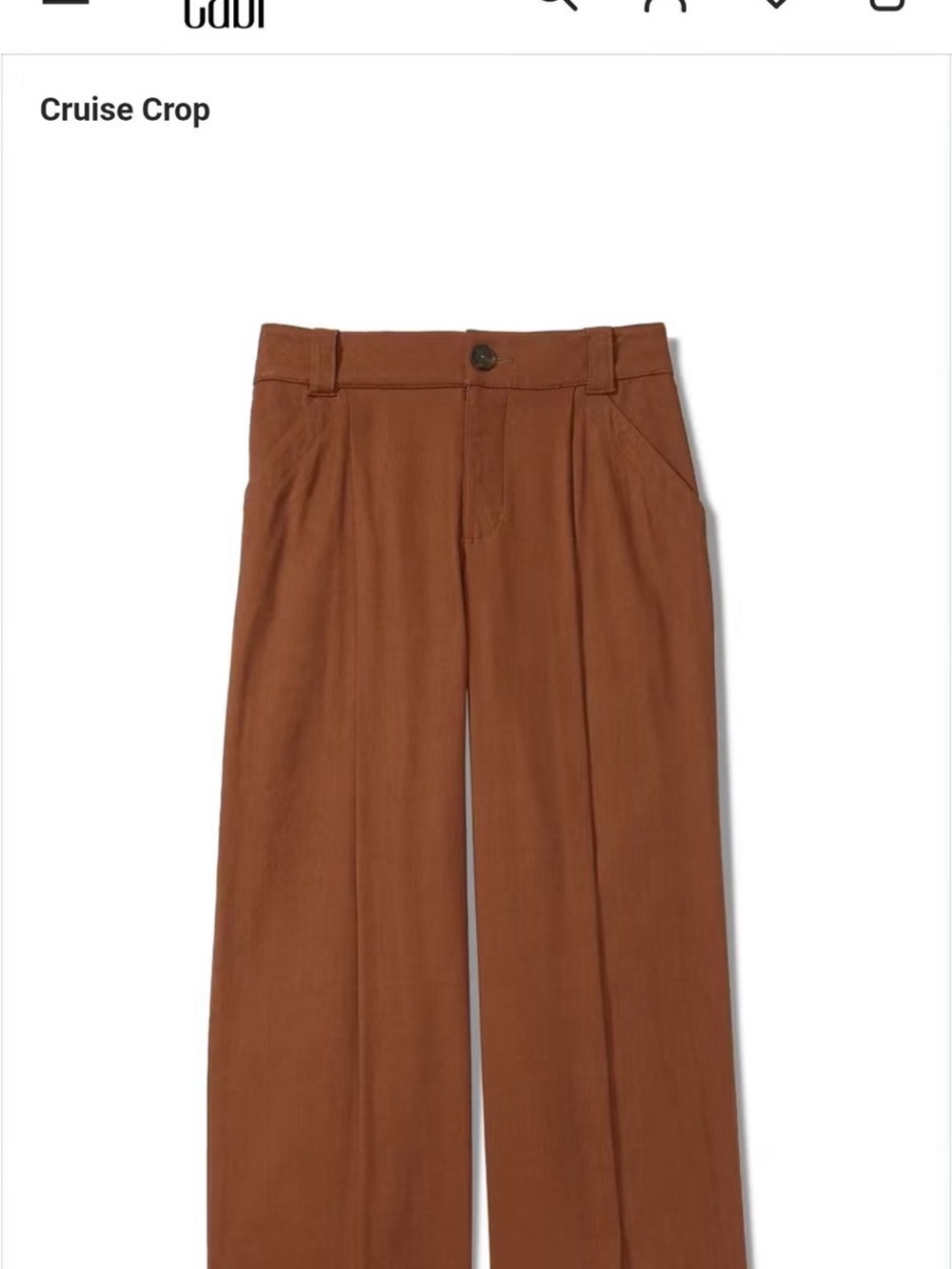 CAbi Cruise Crop Wide-Leg Pants - Rust Brown